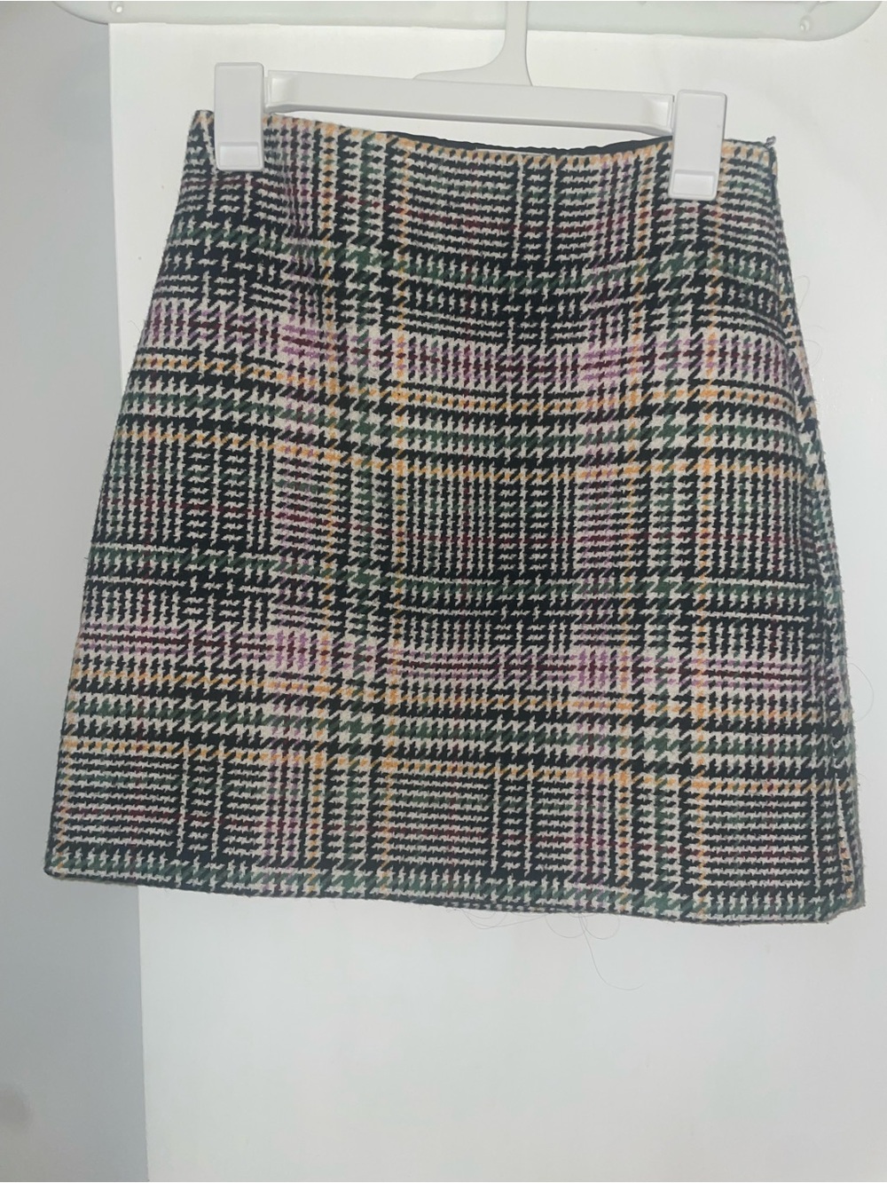 Loft Plaid Mini Skirt in Black, Cream & Pink